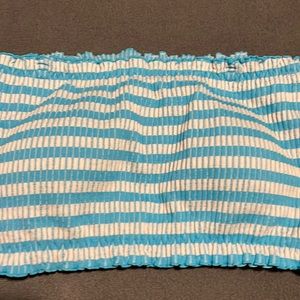 Blue and white striped, strapless bikini top